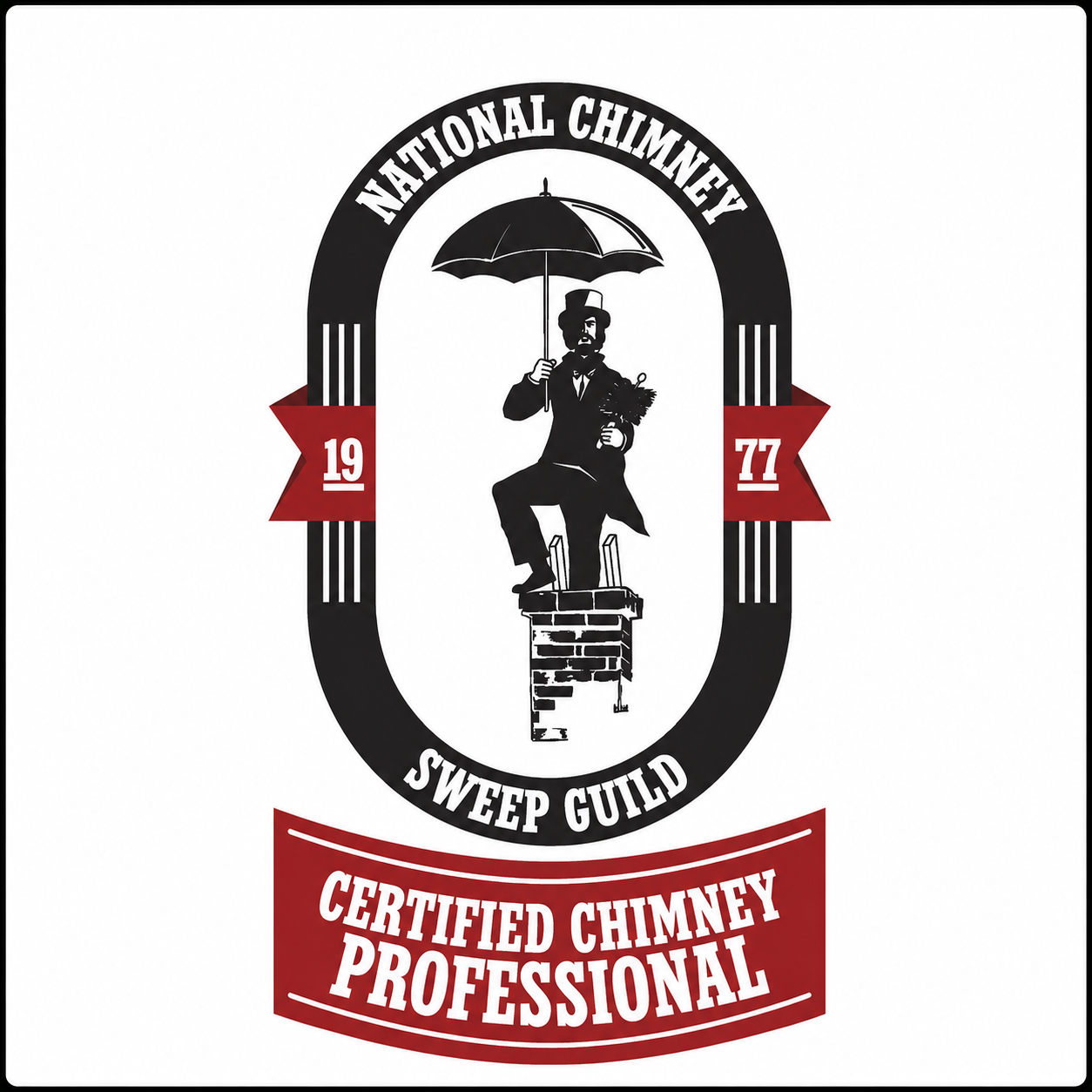 Chimney Doctors of Colorado logo: chimney sweep in top hat atop chimney.