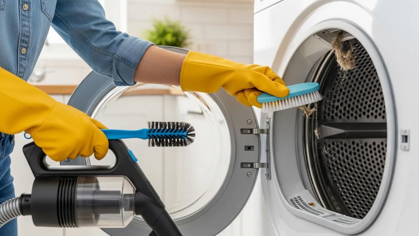 Person performing essential maintenance on a dryer vent system